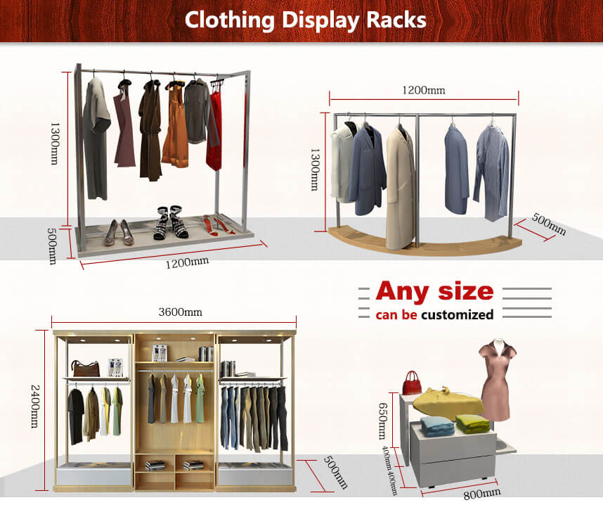 clothing store furniture size